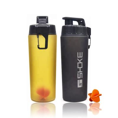 China Custom Viable Free Plastic Empty Protein Shaker Bottle Logo Powder Mixer Camping Sports Bike 700Ml Eco Bpa pp Tritan for sale