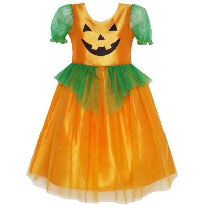 China Cheap Breathable PumpkinTulle Halloween Party Costume Puffy Princess Girls Dress For Teenager for sale