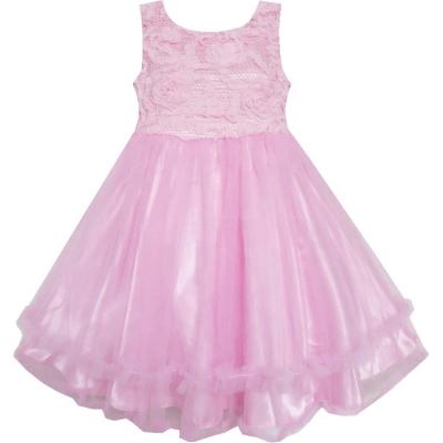 China FB5 Breathable Layers Embroidered LaceTulle Fashion Pageant Wedding Kids Flower Girl Dress Gown for sale