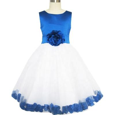 China EL6 Breathable Cheap Blue Flower Tulle Wedding Bridesmaid Party Kids Clothes Pageant Girls Dress for sale