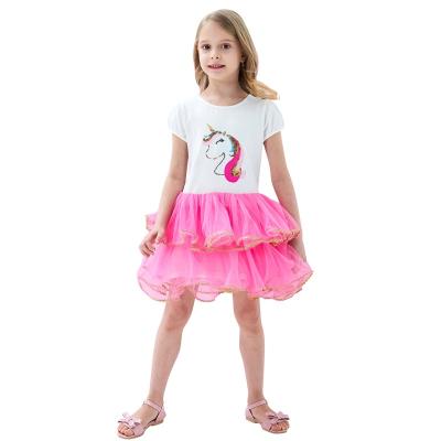 China New Products Girls Cartoon Ballet Dance Dress Breathable Warm Pink Tutu Tiered Dance Skirt Size 3-7 for sale