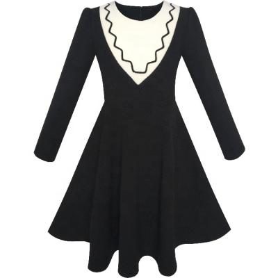 China Breathable Long Sleeve V-Neck Autumn Winter Girls Dress Back Soft School Uniform for sale