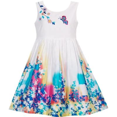 China Breathable Cotton Flower Embroidery Chinese Style Butterfly Summer Casual Girls Dress 4-12 Years Old for sale