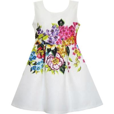 China HH9 Modest Crisp Flower Garden Elegant Chinese Style Breathable Running White Girls Dress for sale