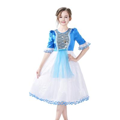 China Breathable Snow Queen Cartoon Mermaid Party Princess Costume Ball White Fancy Girls Dress For Kids for sale