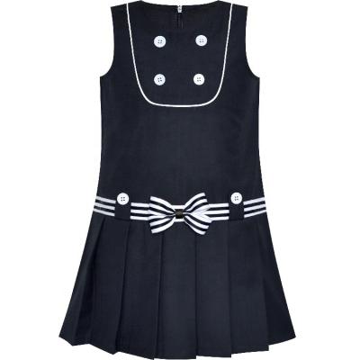 China Breathable Casual Black Shorts Ruffled Edge School Uniform A-line Pleated Skirt Dress For Little Girl for sale