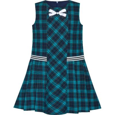 China School Uniform One Line England Plaid Breathable Green Tartan UK Japanese Pleated Skirt Teenage Girls Dress for sale