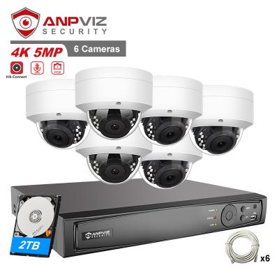 China NIGHT VISION Anpviz CCTV System 5mp 8CH NVR Kit Install Outdoor/Indoor IP Camera IP66 H.265 IR 30M Built-in Dome 2TB HDD 6pcs 5mp poe MIC for sale