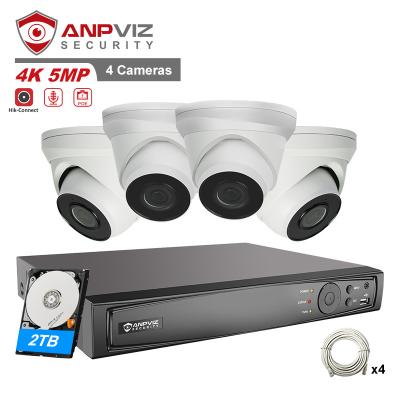 China NIGHT VISION Anpviz Security System 8CH POE NVR Install 2TB HDD 4pcs 5MP IP POE CCTV Camera IP67 H.265+ IR 30M Built-in MIC and Gap Card Slot -kind for sale