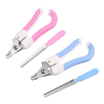 China Professional Stocked Pet Nail Trimmer Products Pet Sharp Safety Cat Dog Nail Clippers Accessories With Free Nail File for sale