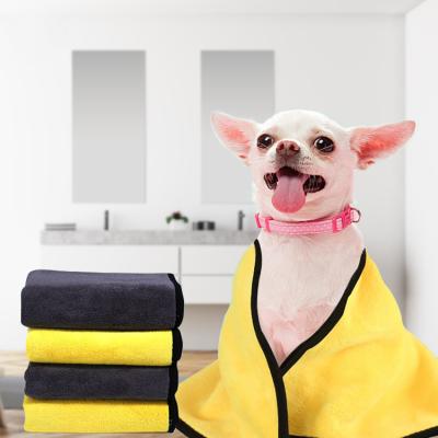 China Custom Wholesale Cartoon Stocked Logo Towels Pet Hair Cleaning Use Washable Quick Dry Absorbent Microfiber Dog Towel for sale