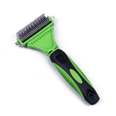 China Viable Double Side Comb Dog and Cat Fur Hair Remover Grooming Deshedding Brush for sale