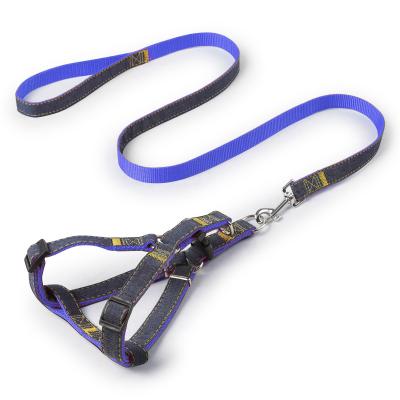 China Factory Made Custom Denim Stocked Nylon Dog Leashes With Matching Collars Sets for sale