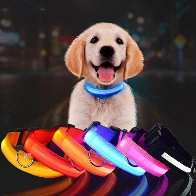 China LED Lights Lights Dog Pets Collars Polyester Adjustable Glow In The Night Dog Cat Puppy Safe Luminous Flashing Collar Pet Supplies for sale