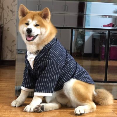 China Stocked Dog Dress Shirt Suit Wedding Dress Dog Clothes Shirt Bow Tie Suit Tuxedo Dog Coat For Wedding for sale