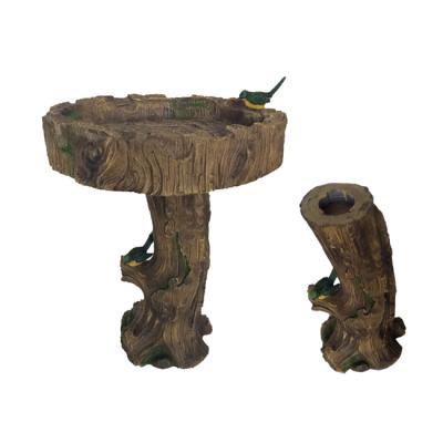 Cina Garden Decoration Natural Color Fiberglass Garden Bird Wooden Bird Bath For Garden Decor in vendita