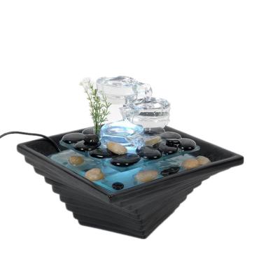 China Eco - Friendly Black Color Ceramic And Glass Graft Table Fountain for sale