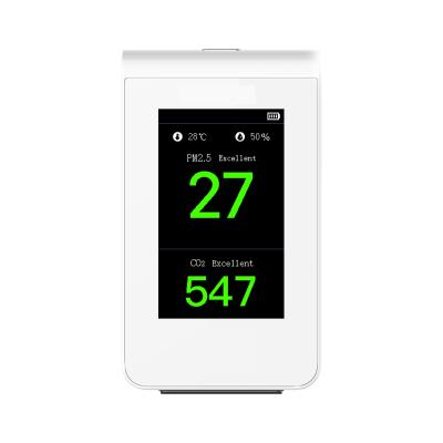 China Portable Rise Air Quality Detector PM2.5 CO2 Concentration Meter Carbon Dioxide Sensor 9999ppm with Rechargeable Battery 66*115*52mm for sale