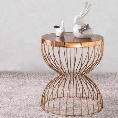 China Modern Unique Morden Table Gold Side Legs For Living Room Glass Bedside Tables for sale