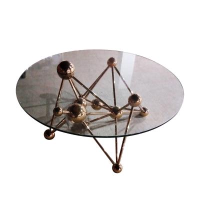 China Coffee table living room sofa side coffee table small gold top end finish glass table for sale