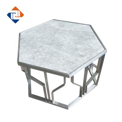 China High Quality Marble Coffee Table Stainless Steel Table Base Hexagon Type For Living Room for sale