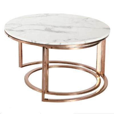 China Modern Luxury White Coffee Table Porcelain Chandelier Gold Frame Round Stainless Steel Coffee Tables for sale