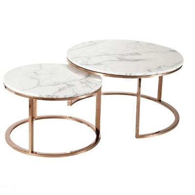 China Luxury French round dining coffee table marble coffee table small coffee table set for sale