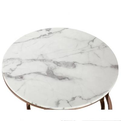 China Modern Coffee Table Fashion 2 Pieces Round Stainless Steel Base Marble Top Coffee Table for sale