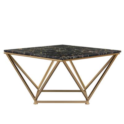 China Morden Modern Marble Top Metal Base Coffee Table With Gold Frame for sale