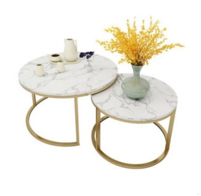 China Morden 2021 New Style Marble Top Dining Coffee Table With Gold Frame for sale