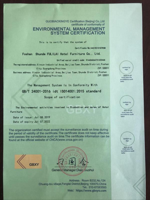 ISO14001 - Fulilai Hotel Furniture Co., Ltd.