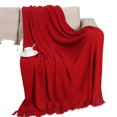 China Other Super Soft Textured Blanket Lightweight Knitted 100% Acrylic Solid Decorative Throw Blanket For Bed And Sofa for sale