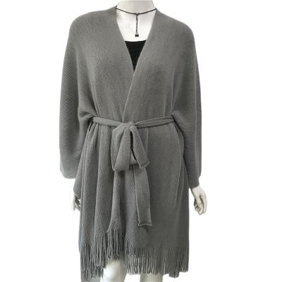 China Other OEM Fashion Women Stole Mexicano Cashmere Poncho Coat Knitting Feeling in Solid Color for Ladies for sale