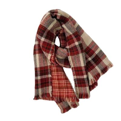 China OEM fashion women long stole knitting cashmere soft feeling color soft acrylic simple pattern for ladies checked woven scarf for sale