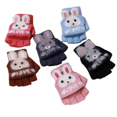 China kids children love bunny jacquard knit magic flipglove with soft and warm handfeel in winter season one size for sale