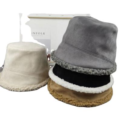 China COMMON Adult Ladies Suede Fabric Moss With Lambswool Fisherman Hat For Winter Season for sale