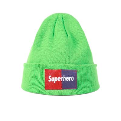 China Fashion JOINT colorful patch label knit on adult beanie cap with soft and warm handfeel for winter season for sale