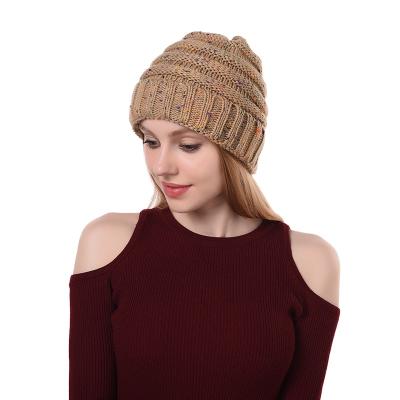 China JOINT adult ladies acrylic colorful stitch yarn knit hat with soft and warm handfeel for winter season for sale