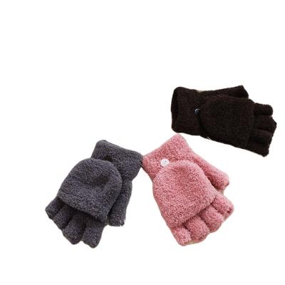 China adult joint soft and warm handfeel in coral velvet fabric flipglove for winter season glove one size for sale