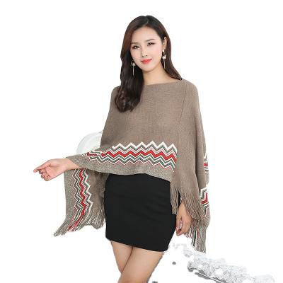 China Other OEM Fashion Women Stole Knitting Cashmere Soft Feeling Color Soft Acrylic Simple Pattern For Ladies Poncho Coat for sale