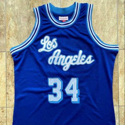 China 2021 Custom Made Blue Color Antibacterial Men's Basketball Mesh High Quality Tank Tops With Number 34 Sportswear for sale