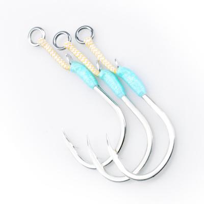 China High Carbon Stel New Generation Feather Hook Double Assist Fishing Hooks Carbon Steel Double Jigging Hooks for sale