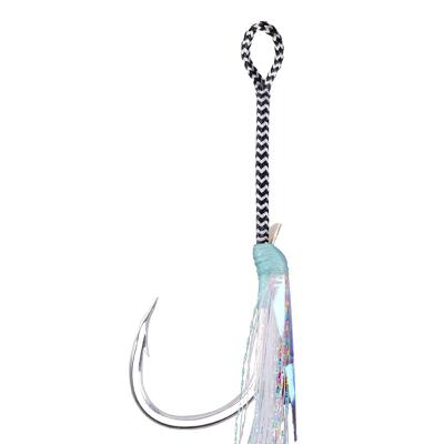 China Saltwater Hook Rust-Resistant Metal Jig Assist Hook With Line Feather Solid Ring  Assist Hooks Jigging Spoon Saltwater Fishing hook for sale