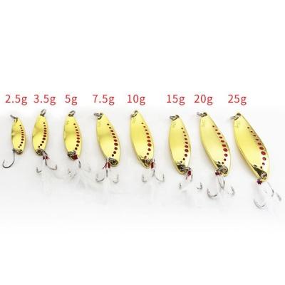 China Durable High Quality 2.5g3.5g5g7.5g10g15g Metal Spoon Lure Gold Silver Artificial Bait Ultra Light Fishing Lure With Hook for sale