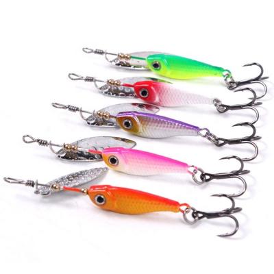 China Vivid Fish Swimming Action Factory Sell 8g12.5g15g23g Spinner Vibration Bait Rotating Metal Bait Cast Shot Light Vib Lures Jigs With 6062 Hook for sale