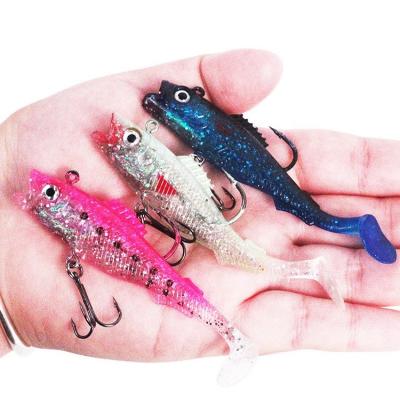 China Durable High-quality 14g90mm Lead Head Bait T Tail Lifelike Soft Plastic Fishing Lures Double Hook for sale