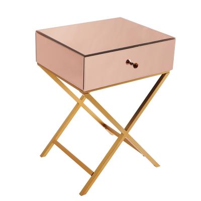 China Two Colors Extendable 1 Drawer Mirrored Side Table Nightstand Bedside Table 48*40*66.8CM for sale