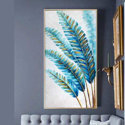 China Eco-Friendly Canvas Painting Wall Paintings Modern Art Handmade Abstract Large Leaf Oil Painting On Canvas shopify drop shipping for sale