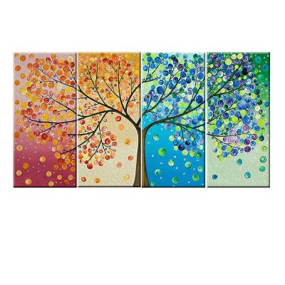 China Fashionable Fantasy Painting 4 Seasons Tree Prints Custom Factory Direct Wholesale Wall Art OEM ODM Print Pictures Posters 4 Panels Factory Direct for sale