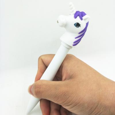 China Newest Promotional BSCI Pen Factory Arrival Unicorn LED Light Sound Pen for sale